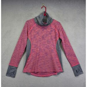 Energy‎ Zone Top Womens M Pink Gray Funnel Neck Raglan Performance Athleisure